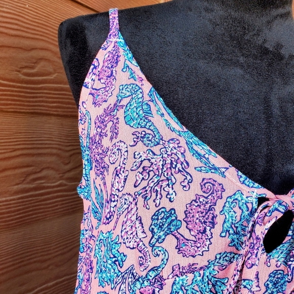 NWT Simply Southern Seahorse Pattern Maxi Dress Size Medium Pink Blue - Picture 11 of 15